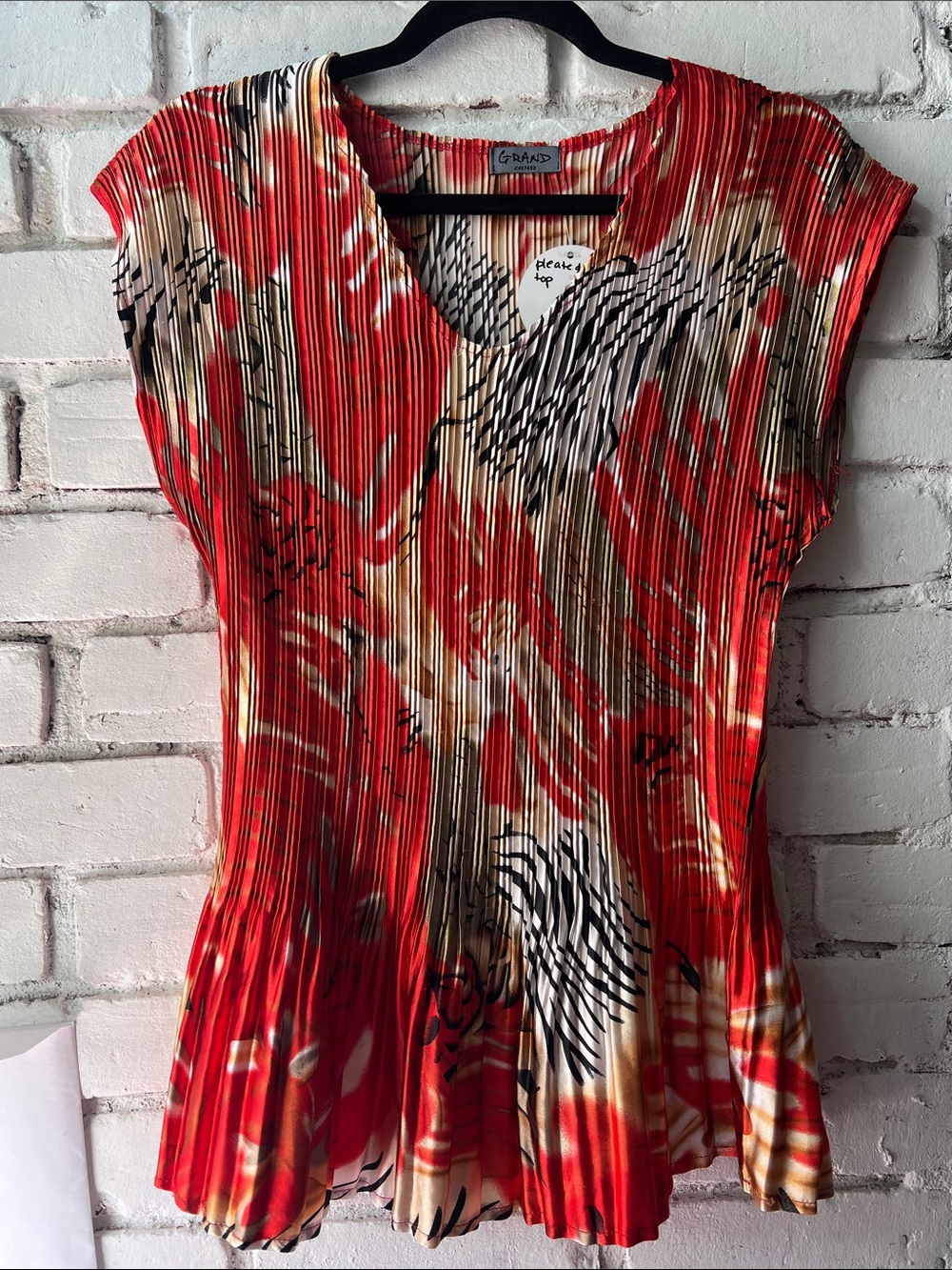 Colorful Women's Top pleated pattern tank top zebra red slinky